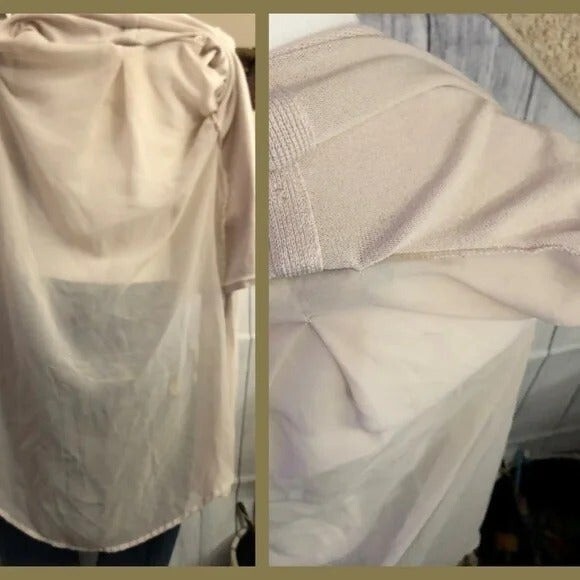 Maurices sz M Lightweight Sheer Back Cream Pullover Sweater FLAWS - Picture 5 of 8